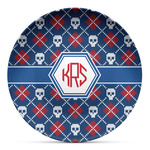 Knitted Argyle & Skulls Microwave Safe Plastic Plate - Composite Polymer (Personalized)