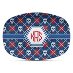 Knitted Argyle & Skulls Plastic Platter - Microwave & Oven Safe Composite Polymer (Personalized)