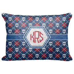 Knitted Argyle & Skulls Decorative Baby Pillowcase - 16"x12" w/ Monogram