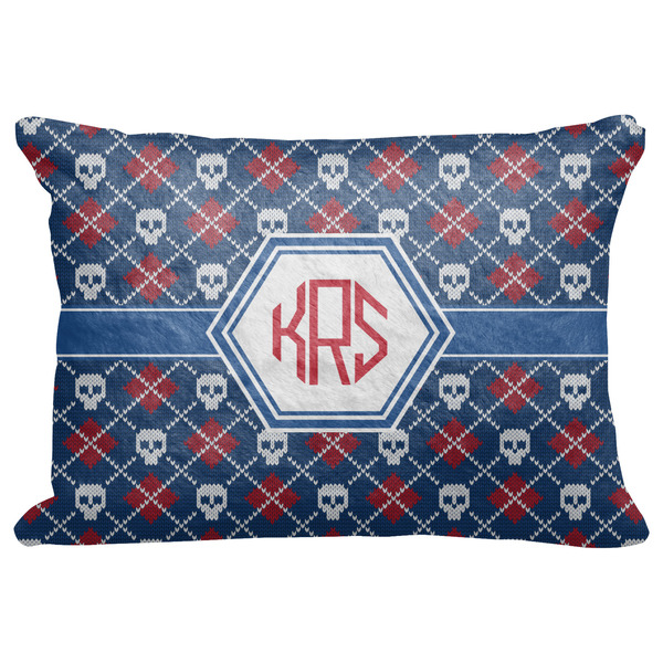 Custom Knitted Argyle & Skulls Decorative Baby Pillowcase - 16"x12" w/ Monogram