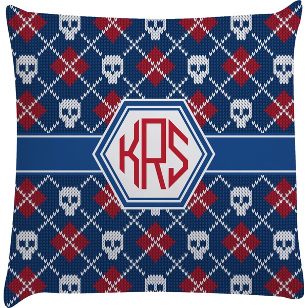 Custom Knitted Argyle & Skulls Decorative Pillow Case (Personalized)