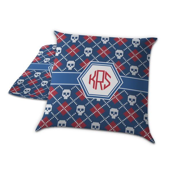 Knitted Argyle & Skulls Decorative Pillow Case - TWO