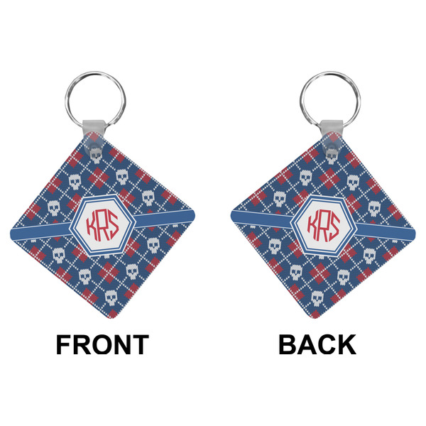 Knitted Argyle & Skulls Diamond Keychain (Front + Back)