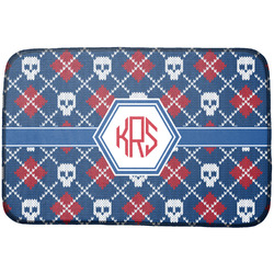 Knitted Argyle & Skulls Dish Drying Mat w/ Monogram