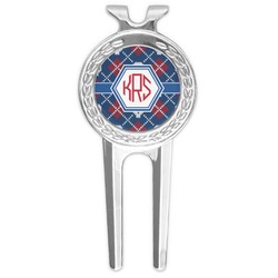 Knitted Argyle & Skulls Golf Divot Tool & Ball Marker (Personalized)