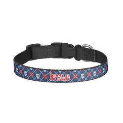 Knitted Argyle & Skulls Dog Collar - Large (Personalized)