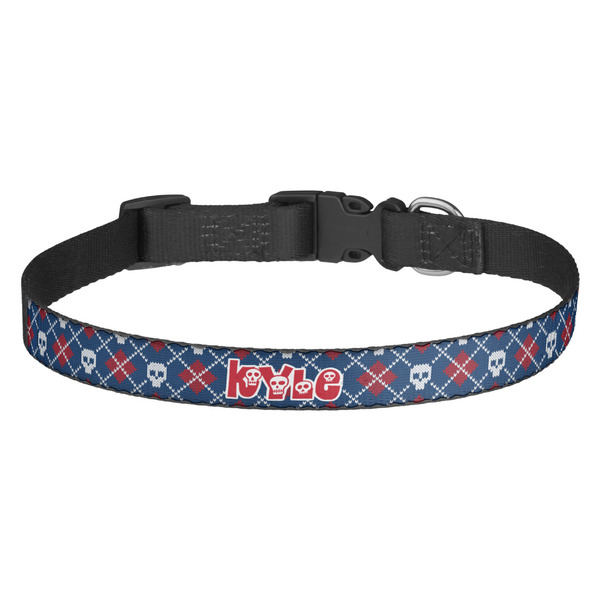 Custom Knitted Argyle & Skulls Dog Collar (Personalized)