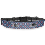 Knitted Argyle & Skulls Deluxe Dog Collar - Small (8.5" to 12.5") (Personalized)