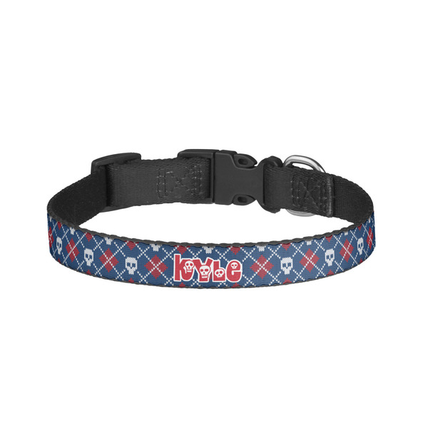 Custom Knitted Argyle & Skulls Dog Collar - Small (Personalized)
