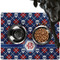 Knitted Argyle & Skulls Dog Food Mat - Large w/ Monogram