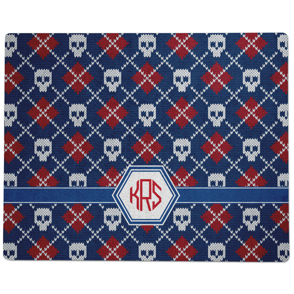 Knitted Argyle & Skulls Dog Food Mat - Large without Bowls