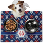 Knitted Argyle & Skulls Dog Food Mat - Medium w/ Monogram