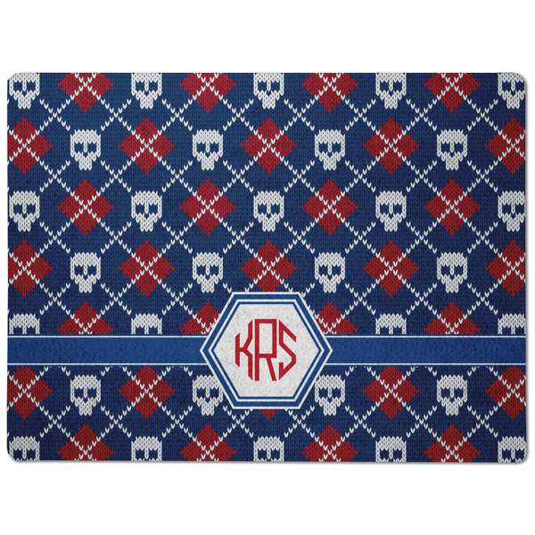 Knitted Argyle & Skulls Dog Food Mat - Medium without bowls