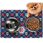 Knitted Argyle & Skulls Dog Food Mat - Small w/ Monogram