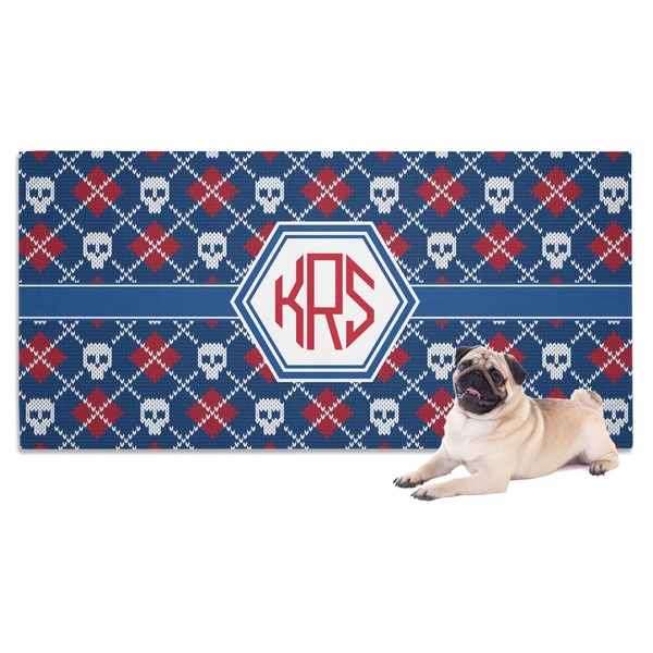 Custom Knitted Argyle & Skulls Dog Towel (Personalized)