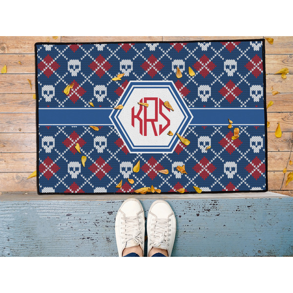 Knitted Argyle & Skulls Door Mat - LIFESTYLE (Med)