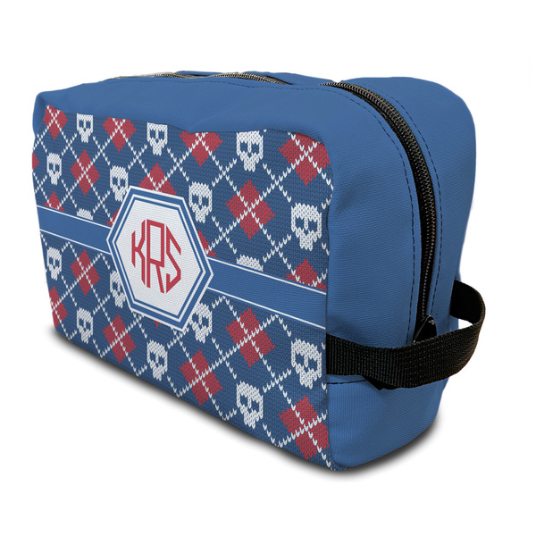 Custom Knitted Argyle & Skulls Toiletry Bag / Dopp Kit (Personalized)