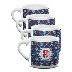 Knitted Argyle & Skulls Double Shot Espresso Cups - Set of 4 (Personalized)