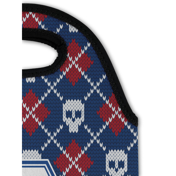 Knitted Argyle & Skulls Double Wine Tote - Detail 1 (new)