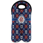 Knitted Argyle & Skulls Wine Tote Bag (2 Bottles) (Personalized)