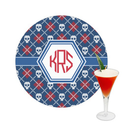 Knitted Argyle & Skulls Printed Drink Topper -  2.5" (Personalized)