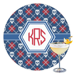 Knitted Argyle & Skulls Printed Drink Topper - 3.5" (Personalized)