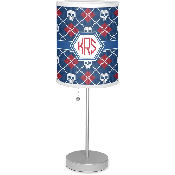 Custom Knitted Argyle & Skulls 7" Drum Lamp with Shade (Personalized)