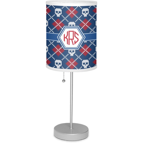 Custom Knitted Argyle & Skulls Lamp with Drum Shade (Personalized)