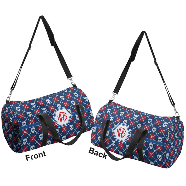 Knitted Argyle & Skulls Duffle bag large front and back sides