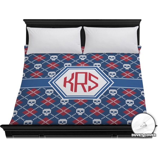 Custom Knitted Argyle & Skulls Duvet Cover - King (Personalized)