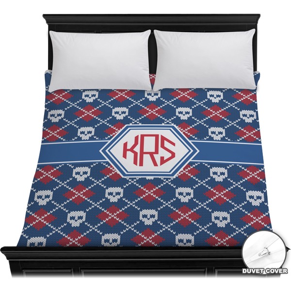 Custom Knitted Argyle & Skulls Duvet Cover - Full / Queen (Personalized)