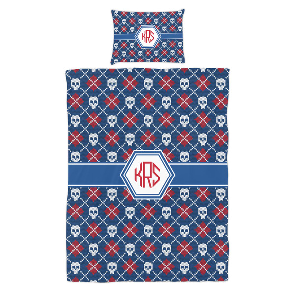 Knitted Argyle & Skulls Duvet Cover Set - Twin - Alt Approval