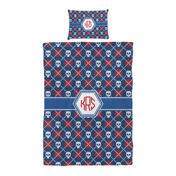 Knitted Argyle & Skulls Duvet Cover Set - Twin XL - Alt Approval