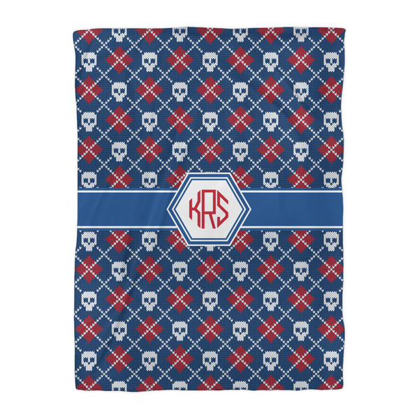 Knitted Argyle & Skulls Duvet Cover - Twin XL - Front