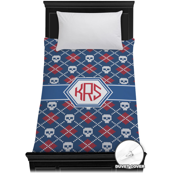 Custom Knitted Argyle & Skulls Duvet Cover - Twin XL (Personalized)