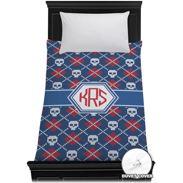 Custom Knitted Argyle & Skulls Duvet Cover - Twin (Personalized)