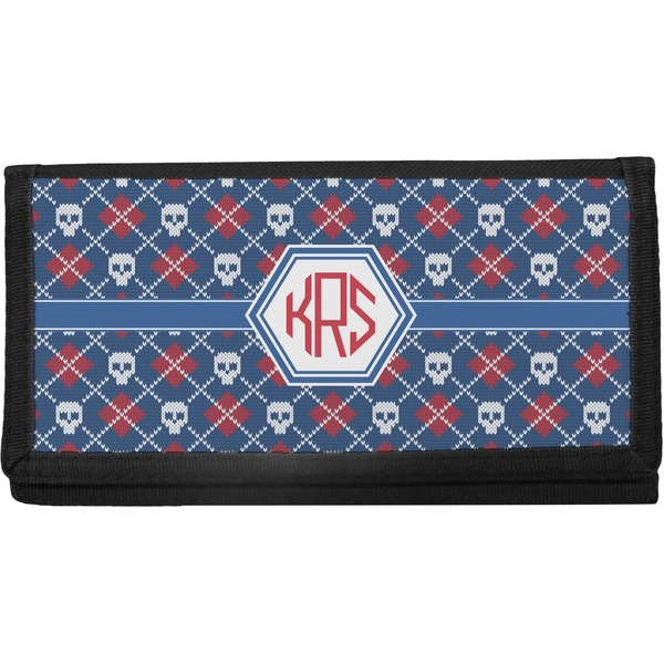 Custom Knitted Argyle & Skulls Canvas Checkbook Cover (Personalized)