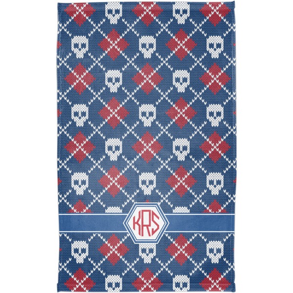 Knitted Argyle & Skulls Finger Tip Towel - Full View