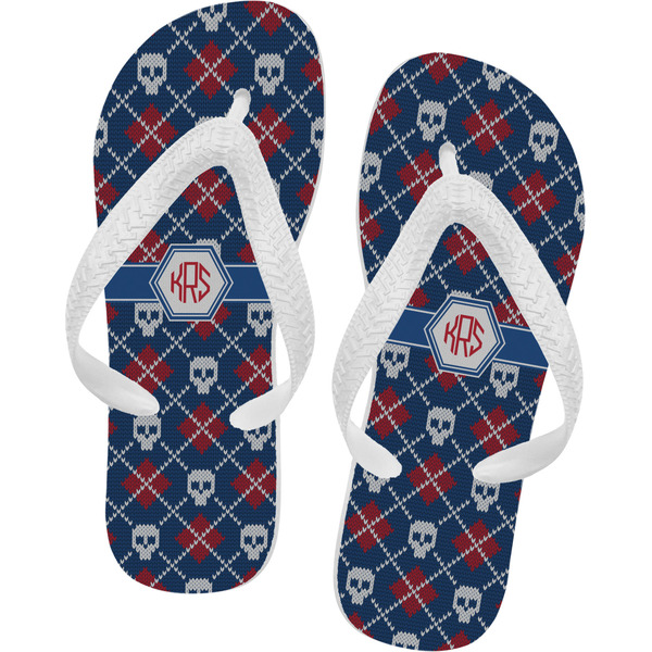 Custom Knitted Argyle & Skulls Flip Flops - Small (Personalized)