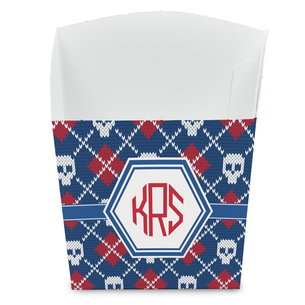 Custom Knitted Argyle & Skulls French Fry Favor Boxes (Personalized)