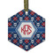 Knitted Argyle & Skulls Frosted Glass Ornament - Hexagon