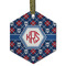 Knitted Argyle & Skulls Flat Glass Ornament - Hexagon w/ Monogram