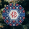 Knitted Argyle & Skulls Frosted Glass Ornament - Round (Lifestyle)