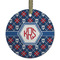Knitted Argyle & Skulls Frosted Glass Ornament - Round