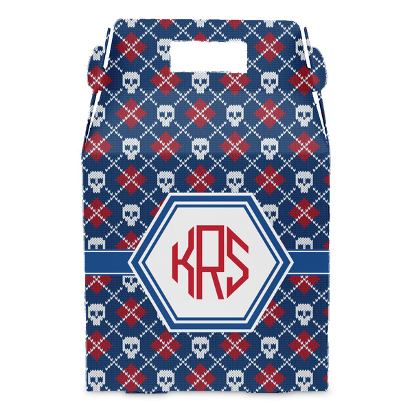 Knitted Argyle & Skulls Gable Favor Box - Front