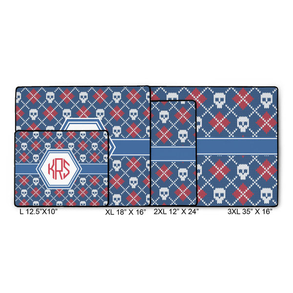 Knitted Argyle & Skulls Gaming Mats - SIZE CHART