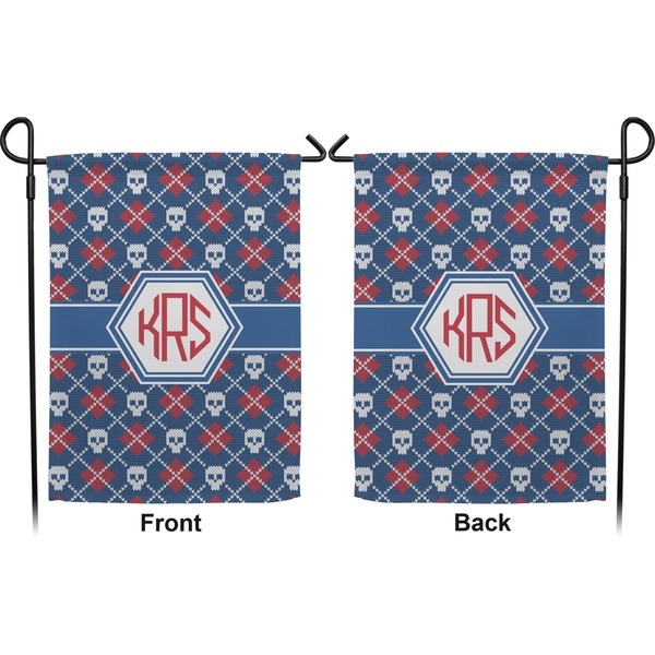 Knitted Argyle & Skulls Garden Flag - Double Sided Front and Back