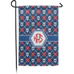 Knitted Argyle & Skulls Small Garden Flag - Single Sided w/ Monograms