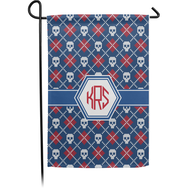 Custom Knitted Argyle & Skulls Garden Flag (Personalized)