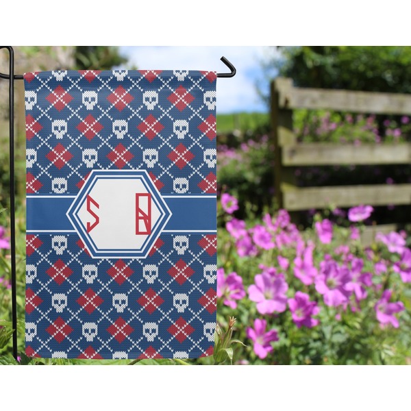 Knitted Argyle & Skulls Garden Flag - Outside In Flowers